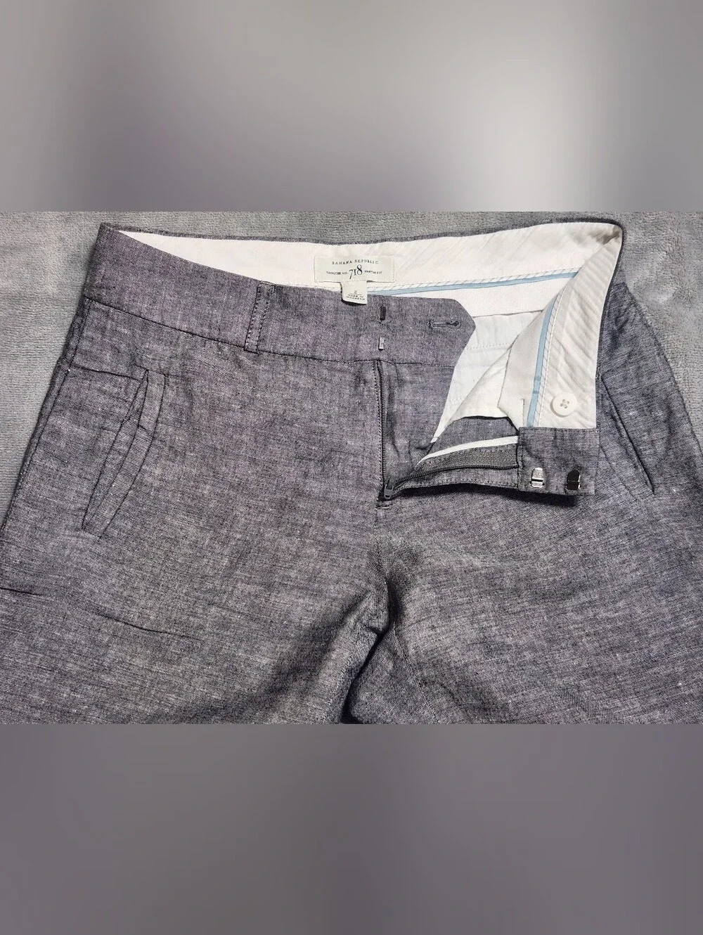 Banana Republic Martin Fit 718 Gray Linen Pants Size 2